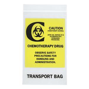 Chemotherapy Transport Bag 4mil 9x12" Clear/Yellow Ziplock Closure Plstc 500/Ca