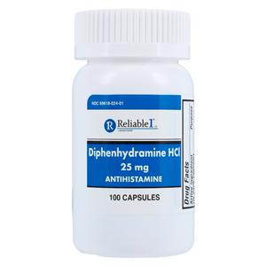 Diphenhydramine HCl Capsules 25mg Bottle 100/Bt