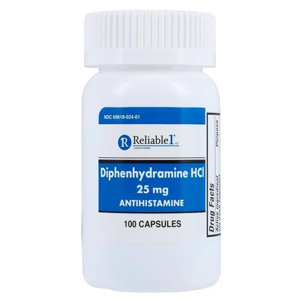 Diphenhydramine HCl Capsules 25mg Bottle 100/Bt