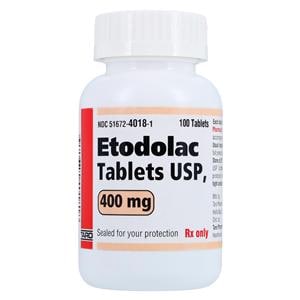 Etodolac Tablets 400mg Bottle 100/Bt Each