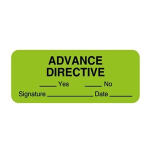 Infmtnl Label Adv Directive Yes_No_ Signtr Dt Flrscnt Grn Ppr 2.25x7/8 420/Rl