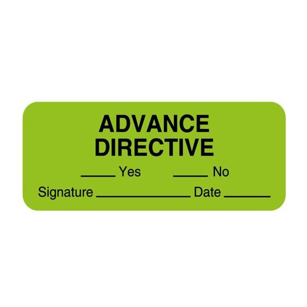 Infmtnl Label Adv Directive Yes_No_ Signtr Dt Flrscnt Grn Ppr 2.25x7/8 420/Rl