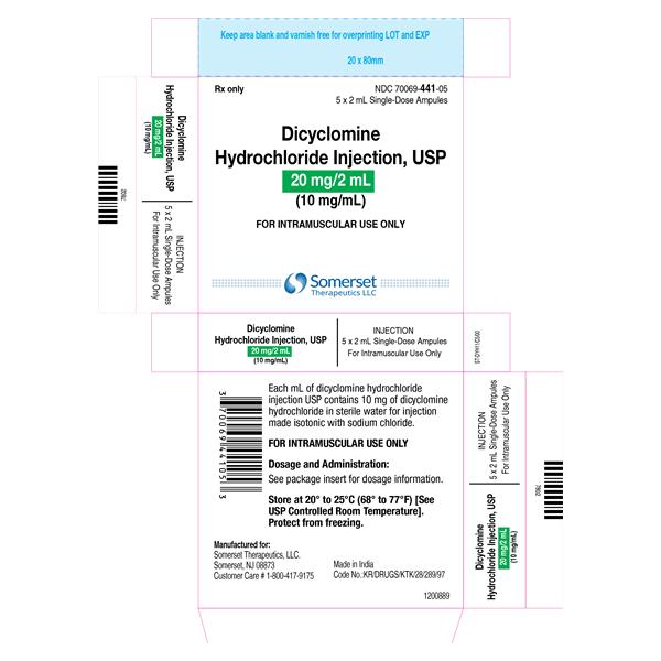 Dicyclomine HCl Injection 10mg/mL Ampule 2mL 5/Package