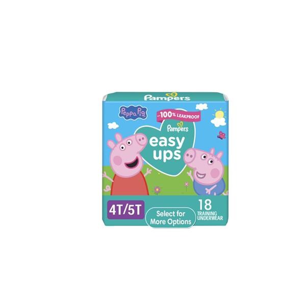 Pampers Easy Ups Training Underwear Moderate Girl Peppa Pig 4T-5T 18x4/Ca