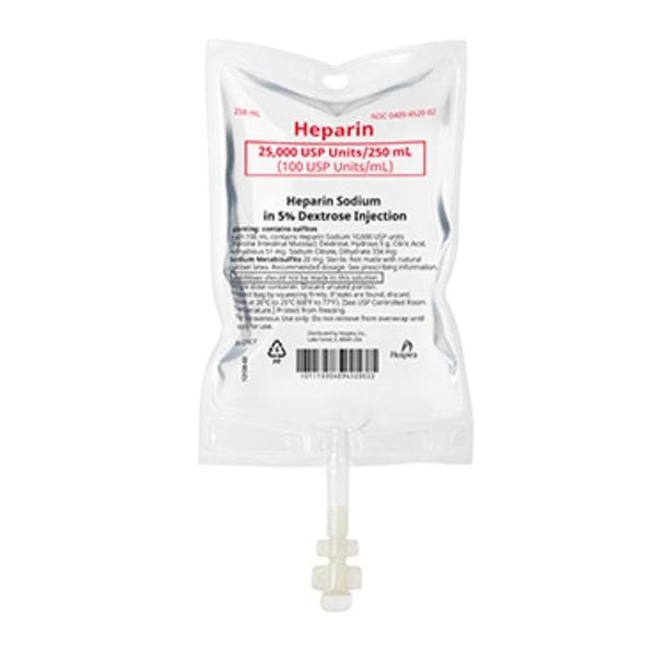 Heparin Sodium in 5% Dextrose Injection 100U/mL Bag 250mL 30/Package