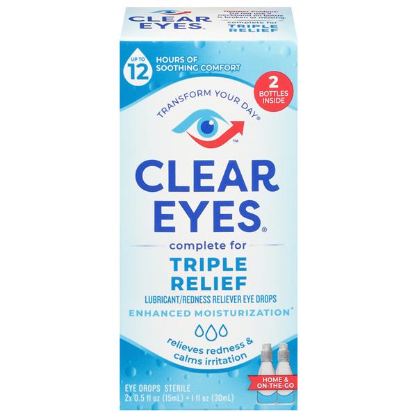 Clear Eyes Triple Action Redness Relief Eye Drops 0.5oz/Bt, 24 BT/CA