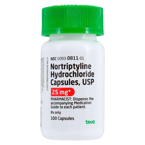 Nortriptyline HCl Capsules 25mg Bottle 100/Bottle Each
