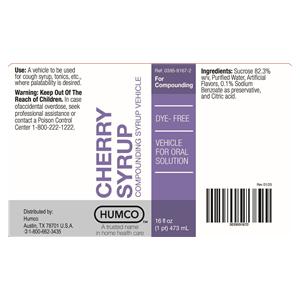 Flavoring Syrup Cherry Dye Free 16oz 12/Ca