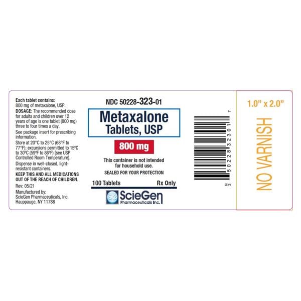 Metaxalone Tablets 800mg Bottle 100/Bottle Each
