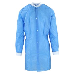 DYLS Lab Coat Nonwoven SMS Knit Cuff 7X Large Knit Collar Blue Di...