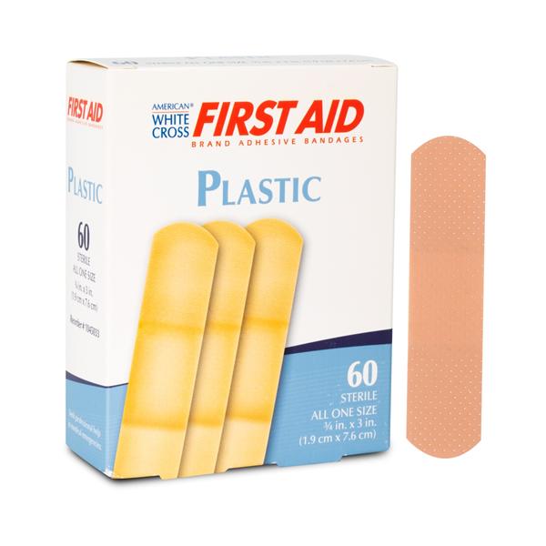 American White Cross Adhesive Bandage Plastic 3/4x3" Tan Sterile 60/Bx