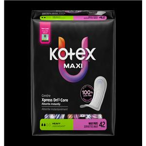Kotex U Menstrual Pad Heavy White Disposable Fragrance Free 42/Pk