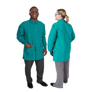 Protection Plus Lab Coat 3 Pockets Long Sleeves 34 in Medium Green Unisex Ea