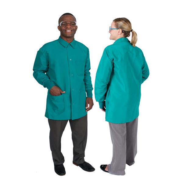 Protection Plus Lab Coat 3 Pockets Long Sleeves 34 in Medium Green Unisex Ea