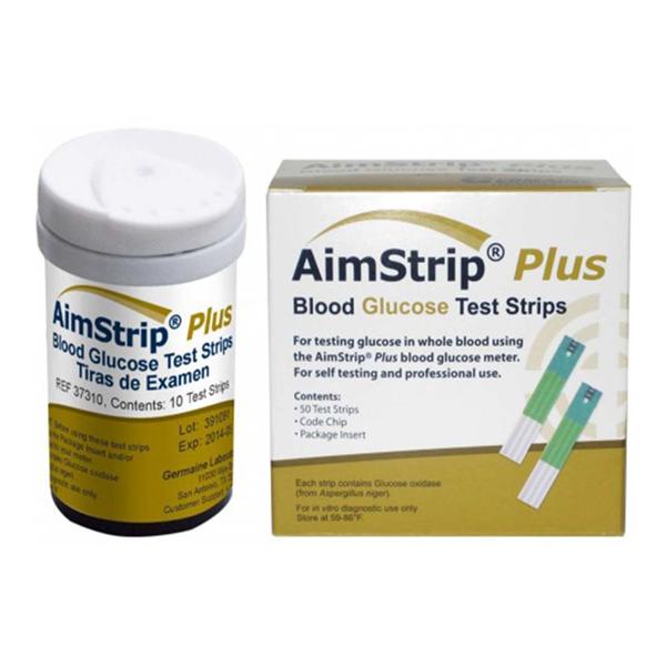 AimStrip Plus Blood Glucose - Test Strips f/ Slf Tst & Pro Use 50/Bx