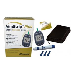 AimStrip Plus Blood Glucose Meter Kit CLIA Waived W/ Accessories Ea