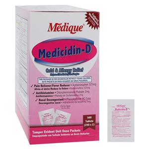 Medicidin-D Allergy Tablets 325/2/5mg Unit Dose 250x2/Box, 12 BX/...