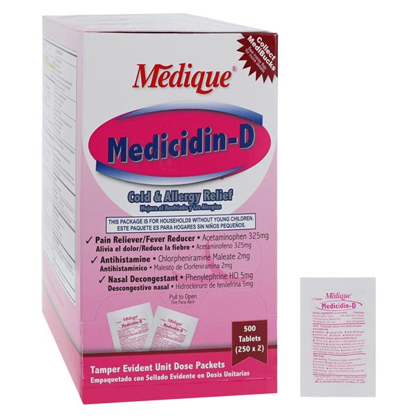 Medicidin-D Allergy Tablets 325/2/5mg Unit Dose 250x2/Box, 12 BX/...