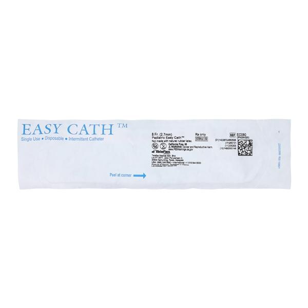 Catheter Intermittent EasyCath 8Fr Straight Tip PVC Self-Cath 11" Ea, 50 EA/BX