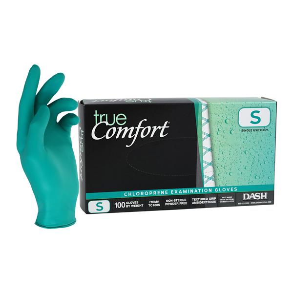 True Comfort Chloroprene Exam Gloves Small Green Non-Sterile