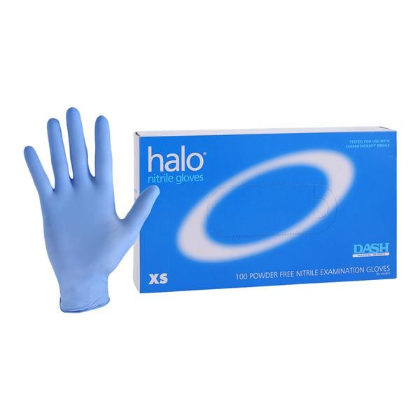 Halo Nitrile Exam Gloves X-Small Dark Blue Non-Sterile Chemo Test...