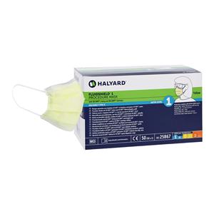 FluidShield Procedure Mask ASTM Level 1 Yellow 50/Bx, 10 BX/CA