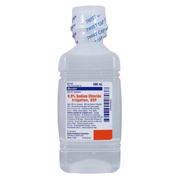 Irrigation Solution Sodium Chloride 0.9% 500mL Plastic Pour Bottl...