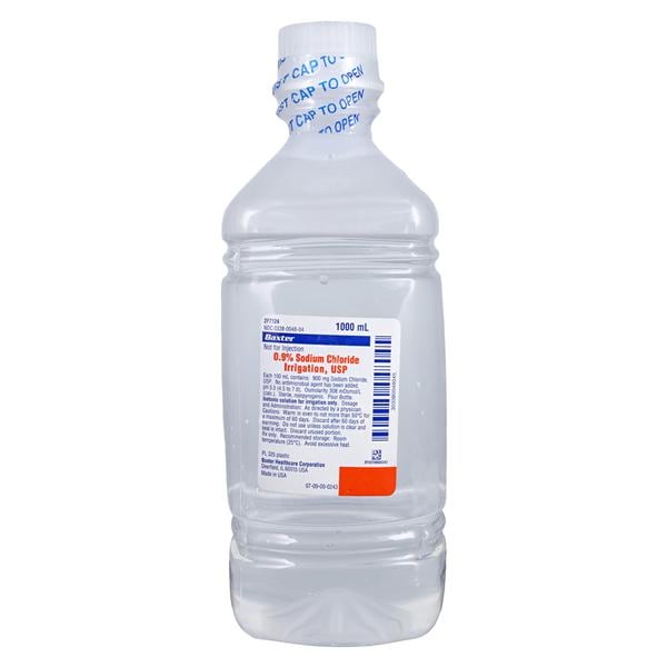 Irrigation Solution Sodium Chloride 0.9% 1000mL Plastic Pour Bott...