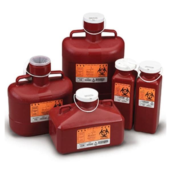 Sharps Container 4.7qt Red/Black 10-1/4x6x7-3/4" Vertical Entry Lk Cp PP Ea