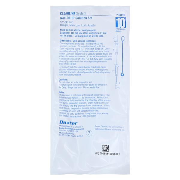 IV Administration Set 10 Drops/mL 37" Male Luer Lock Adapter Seco...