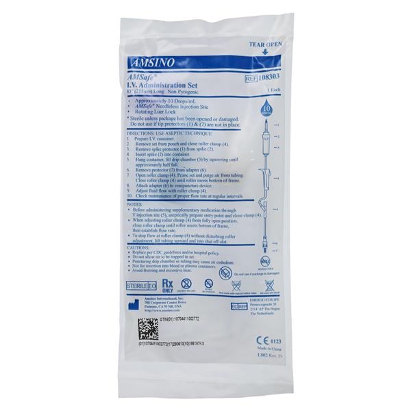 Amsafe EMS IV Administration Set Needleless Y-Injection Site 10 D...
