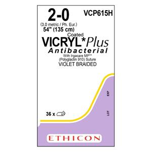 Vicryl Plus Suture 2-0 54" Triclosan/Polyglactin 910 Braid Violet 36/Bx