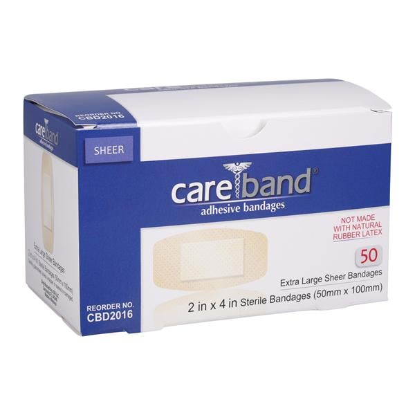 Careband Strip Bandage Sheer 2x4" Natural Sterile 50/Box, 12 BX/C...