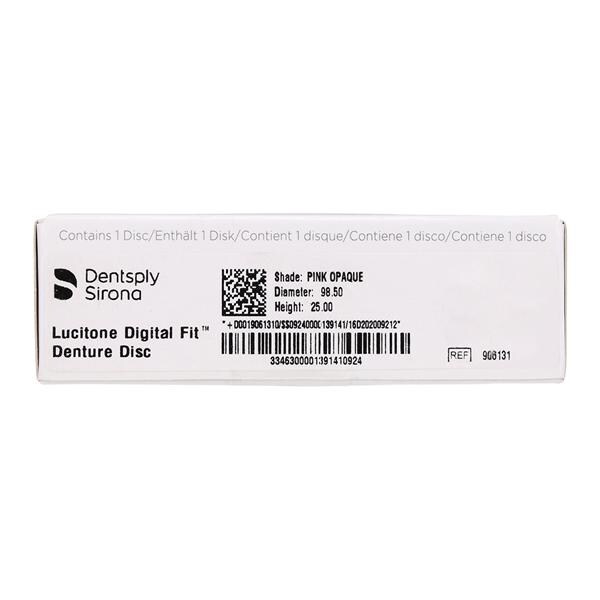 Lucitone Digital Fit Denture Disc Pink Opaque 98x25mm Ea