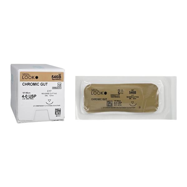 Look Suture 4-0 18" Chromic Gut Monofilament C-17 Undyed Bx
