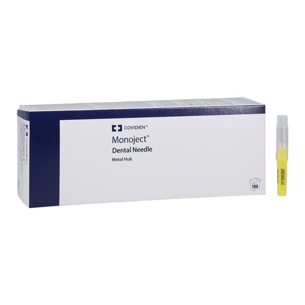 Monoject Needle Metal Hub 27 Gauge Short Yellow 100/Bx, 10 BX/CA