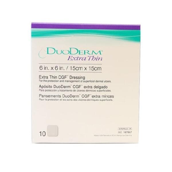 DuoDerm Hydrocolloid Dressing 6x6" Sterile Square Extra Thin Poly...