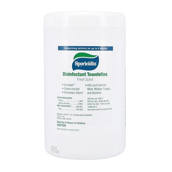 Towel Disinfectant Sporicidin 5 in x 8 in 180/Can, 12 CN/CA