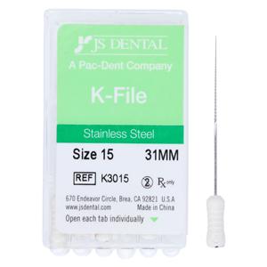 Hand K-File 31 mm Size 15 Stainless Steel White 0.02 6/Pk