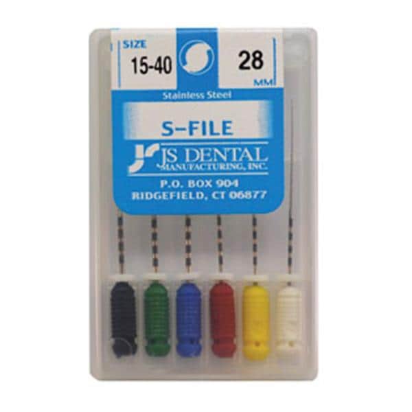 S-File Hand File 25 mm Size 45-80 Stainless Steel Assorted 6/Pk