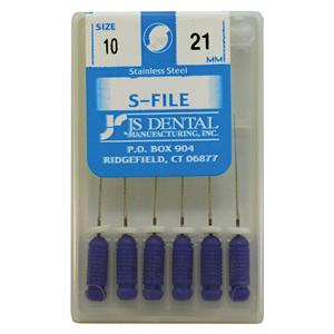 Hand S-File 21 mm Size 10 Stainless Steel Purple 6/Pk