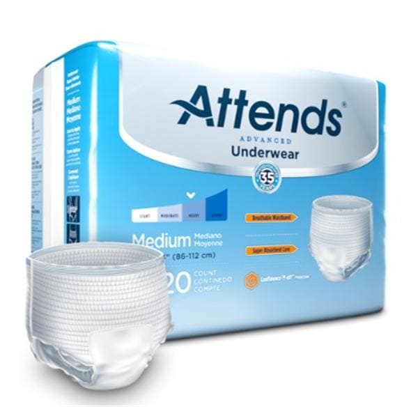 Attends Incontinence Underwear Unisex Adult 26-40" Medium Polymer...