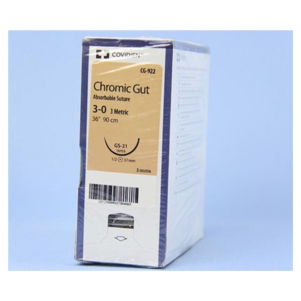 Surgigut Suture 3-0 36" Chromic Gut Monofilament GS-21 Undyed 36/Pk