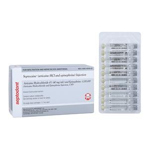 Septocaine Anesthetic Cartridge Articaine HCl 4% Epinephrine 1:20...