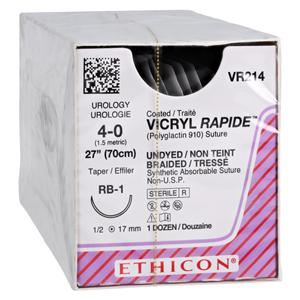 Vicryl Rapide Suture 4-0 27" Polyglactin 910 Braid RB-1 Undyed 12/Bx