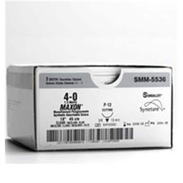 Maxon Suture Polyglyconate Copolymer Monofilament 5-0 18" Absorba...