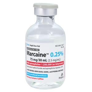 Marcaine w/Epinephrine Injection 0.25% 1:200,000 Preservative Fre...