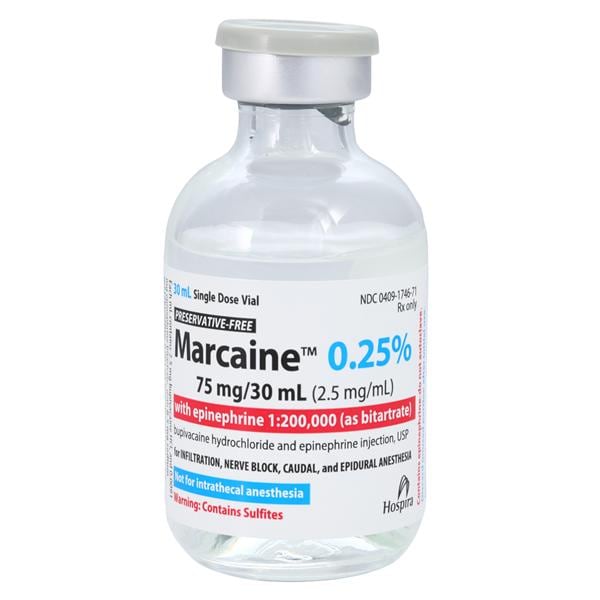 Marcaine w/Epinephrine Injection 0.25% 1:200,000 Preservative Fre...