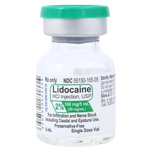 Lidocaine HCl Injection 2% Preservative Free SDV 5mL Each, 50 VL/...