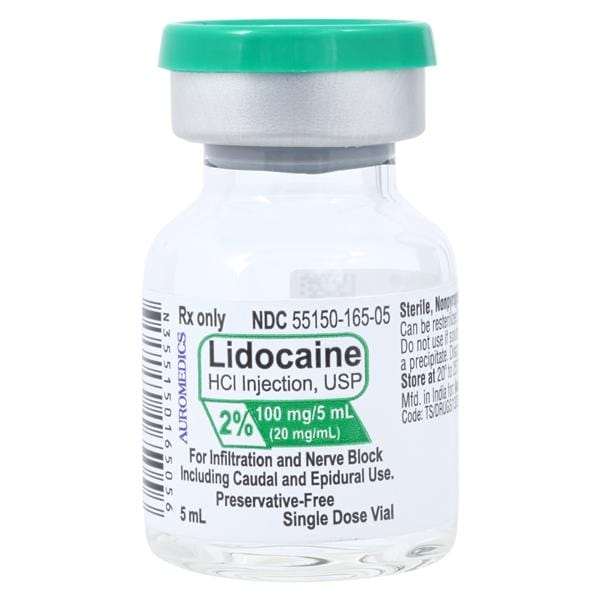 Lidocaine HCl Injection 2% Preservative Free SDV 5mL Each, 50 VL/...